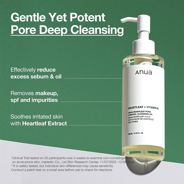 روغن پاک کننده و کنترل منافذ آنوا حاوی عصاره هوتونیا کوردتا Anua Heartleaf Pore Control Cleansing Oil 200ml