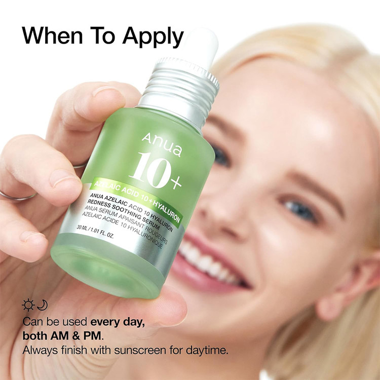 سرم آزلائیک اسید 10% و هیالورون آنوا تسکین دهنده و آبرسان Anua Azelaic Acid 10 Hyaluron Redness Soothing Serum