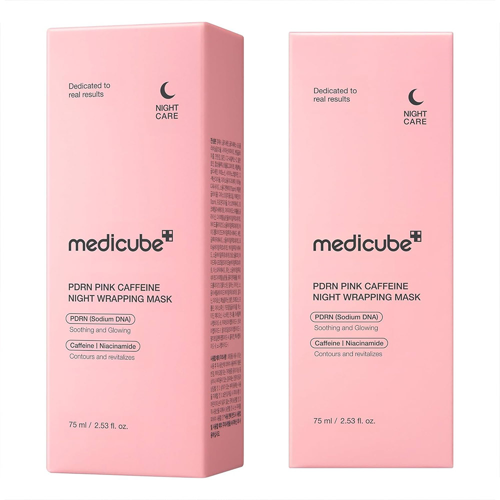 ماسک شب کافئین و PDRN مدی کیوب ترمیم کننده و جوانساز پوست Medicube Pdrn Pink Caffeine Night Wrapping Mask